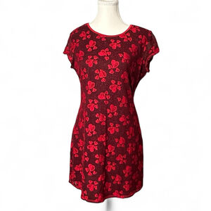 Y2K Hearts My Michelle Baby doll shirt dress black and red novelty print